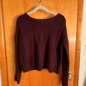 Burgundy Cable Knit Sweater
